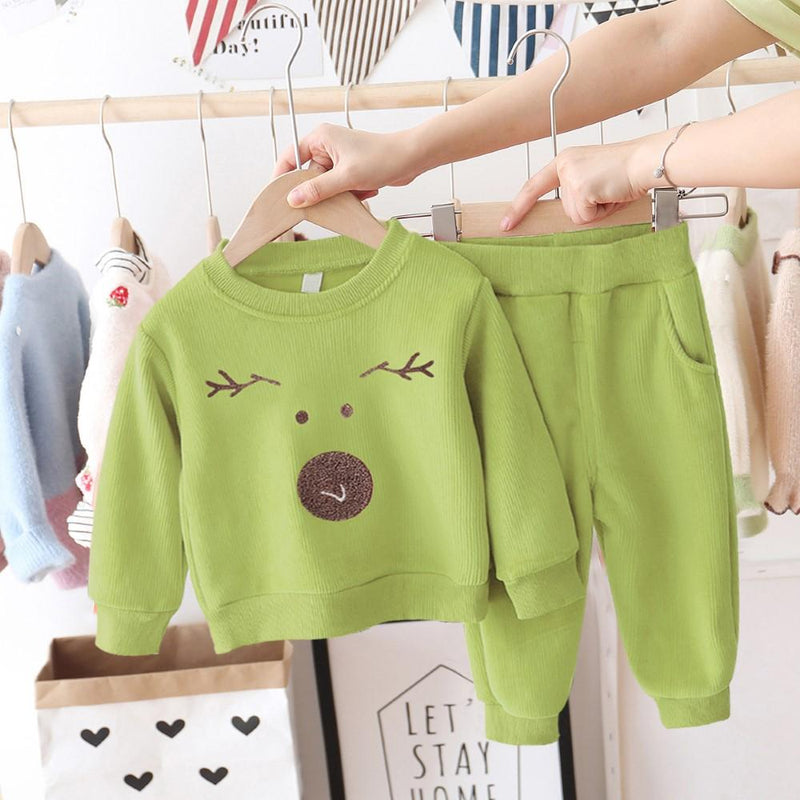 Corduroy Sports Long Sleeve Animal Printed Top & Pants Girls Clothing Wholesale - PrettyKid