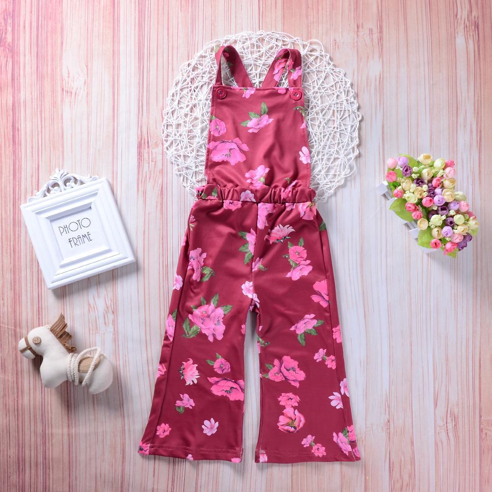 Girls Cotton Floral Printed Fashion Overalls Girls Clothing Wholesalers - PrettyKid