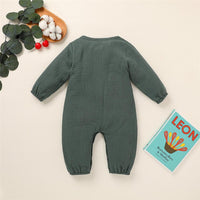 Baby Unisex Cotton Linen Button Pocket Romper Baby Clothes Cheap Wholesale - PrettyKid