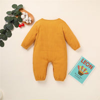 Baby Unisex Cotton Linen Button Pocket Romper Baby Clothes Cheap Wholesale - PrettyKid