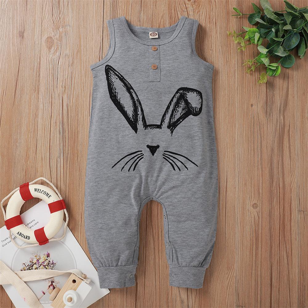 Baby Unisex Cotton Rabbit Printed Sleeveless Infant Romper Baby clothes - PrettyKid