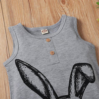 Baby Unisex Cotton Rabbit Printed Sleeveless Infant Romper Baby clothes - PrettyKid