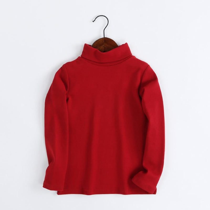 Girls Cotton Solid Color Long Sleeve Tops - PrettyKid