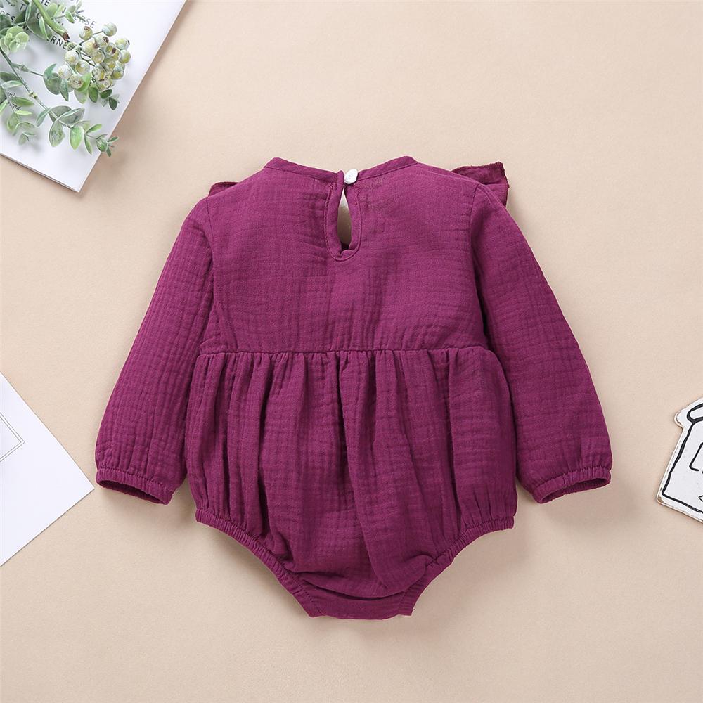 Baby Girls Cotton Solid Long Sleeve Romper Baby Clothes Vendors - PrettyKid