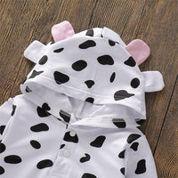 Baby Girls Cow Polka Dot Hooded Long Sleeve Romper Wholesale Clothing Baby - PrettyKid