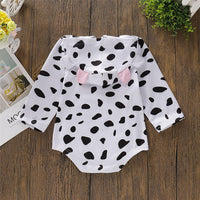 Baby Girls Cow Polka Dot Hooded Long Sleeve Romper Wholesale Clothing Baby - PrettyKid