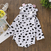 Baby Girls Cow Polka Dot Hooded Long Sleeve Romper Wholesale Clothing Baby - PrettyKid