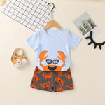 Baby Boys Crab Printed Short Sleeve Top & Shorts Wholesale Baby clothing - PrettyKid