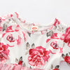 Baby Girls Crew Neck Floral Printed Short Sleeve Mesh Dress Wholesale clothes For Girls - PrettyKid