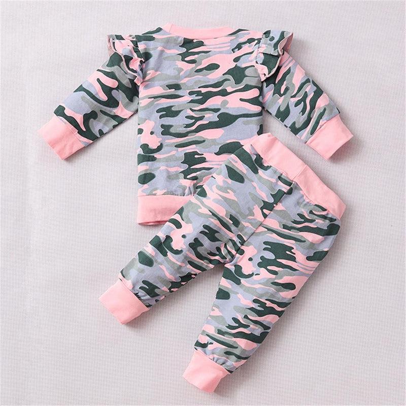 Baby Girls Crew Neck Long Sleeve Camo Top & Pants Baby Clothes Warehouse - PrettyKid