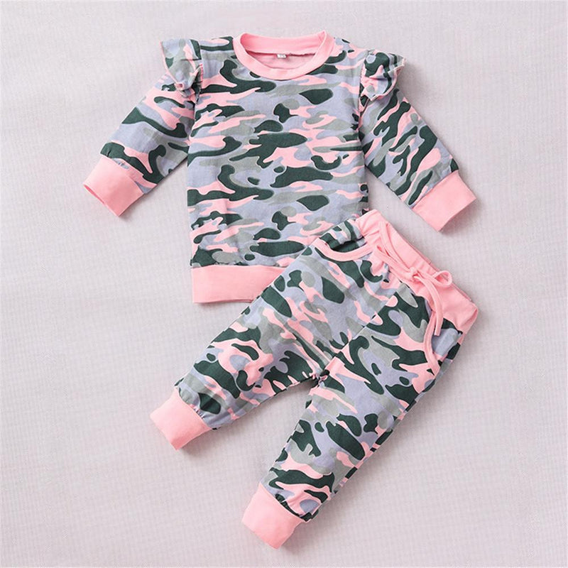Baby Girls Crew Neck Long Sleeve Camo Top & Pants Baby Clothes Warehouse - PrettyKid
