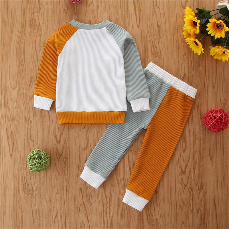 Baby Unisex Crew Neck Long Sleeve Color Contrast Top & Pants Wholesale Baby Clothes Suppliers - PrettyKid