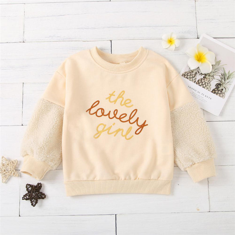 Girls Crew Neck Long Sleeve Letter Splicing T-shirt Girl Wholesale - PrettyKid