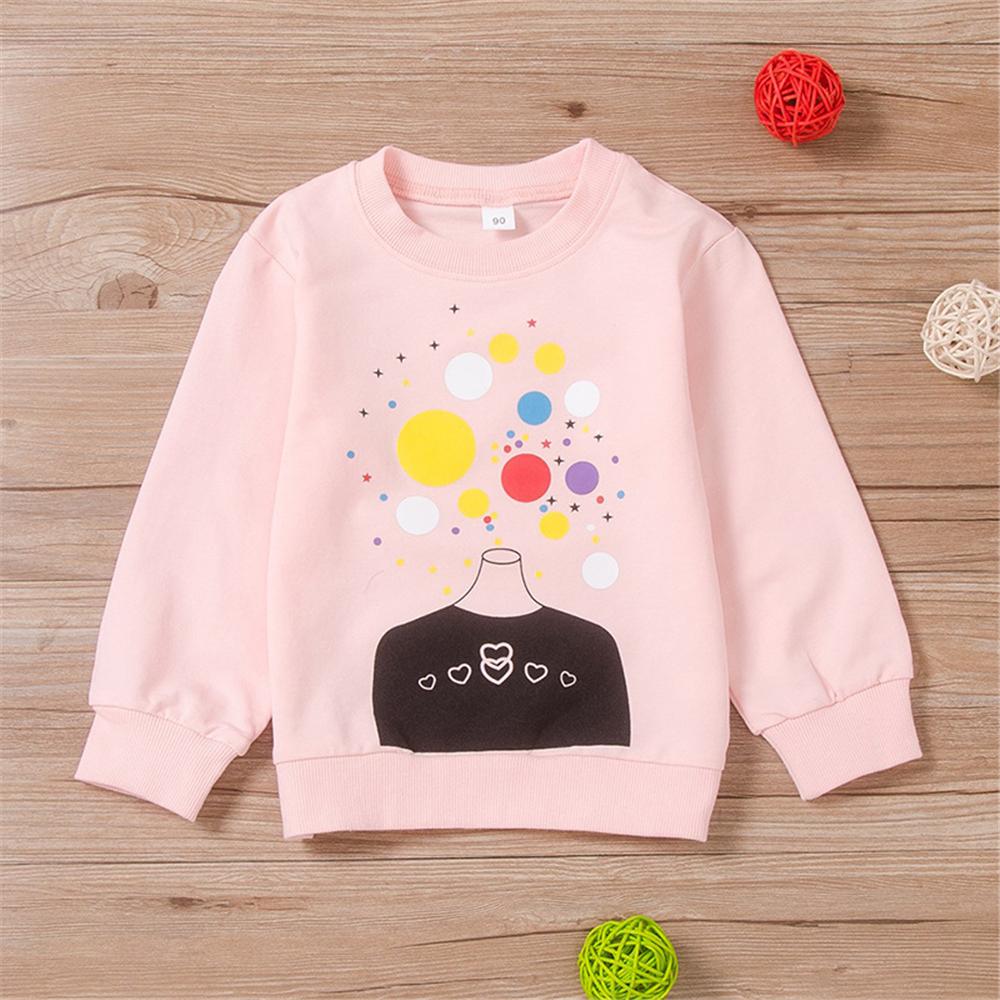 Girls Crew Neck Long Sleeve Printed Pattern Tops Wholesale Baby Girl Clothes - PrettyKid
