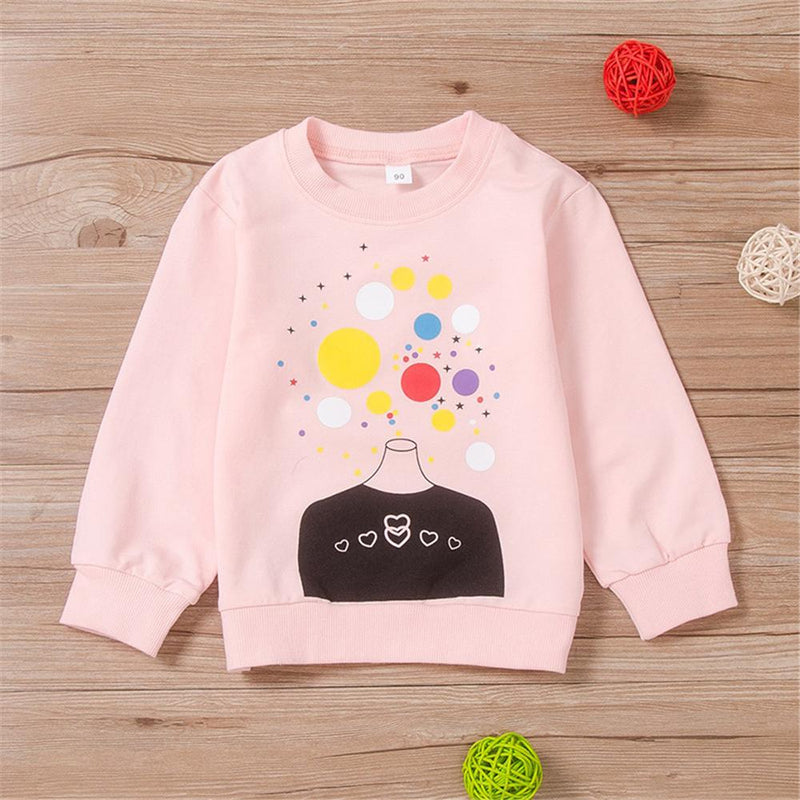 Girls Crew Neck Long Sleeve Printed Pattern Tops Wholesale Baby Girl Clothes - PrettyKid