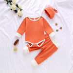 Baby Crew Neck Long Sleeve Romper & Pants & Hat Wholesale Clothing Baby - PrettyKid