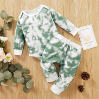 Baby Unisex Crew Neck Long Sleeve Tie Dye Romper & Pants Baby Romper Wholesale - PrettyKid