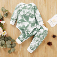 Baby Unisex Crew Neck Long Sleeve Tie Dye Romper & Pants Baby Romper Wholesale - PrettyKid