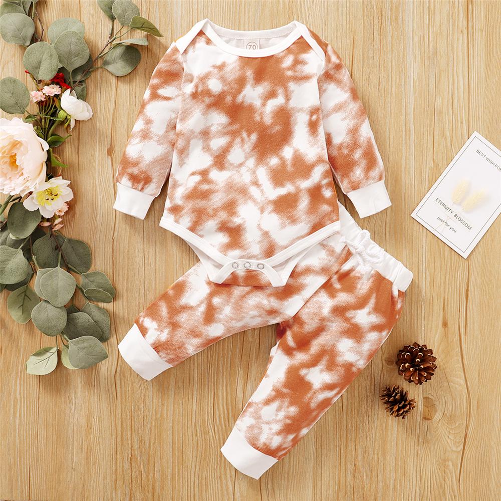 Baby Unisex Crew Neck Long Sleeve Tie Dye Romper & Pants Baby Romper Wholesale - PrettyKid