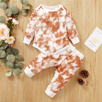 Baby Unisex Crew Neck Long Sleeve Tie Dye Romper & Pants Baby Romper Wholesale - PrettyKid