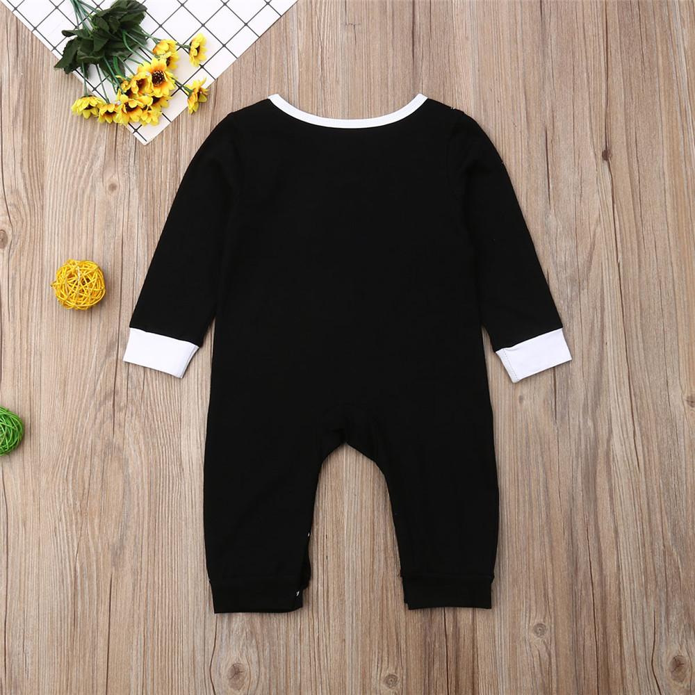 Baby Boys Crew Neck Long Sleeve Tie Rompers - PrettyKid