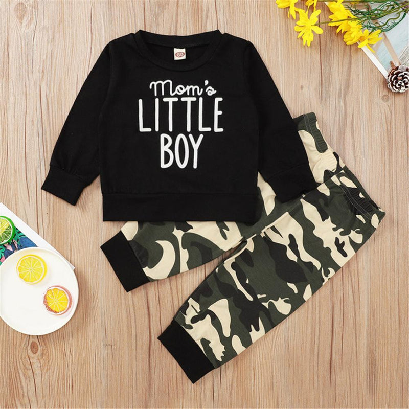 Baby Boys Crew Neck Long Sleeve Top & Camo Pants Boys Wholesale Clothing - PrettyKid