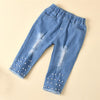Girls Crew Neck Long Sleeve Top & Ripped Beaded Jeans Girl Wholesale - PrettyKid