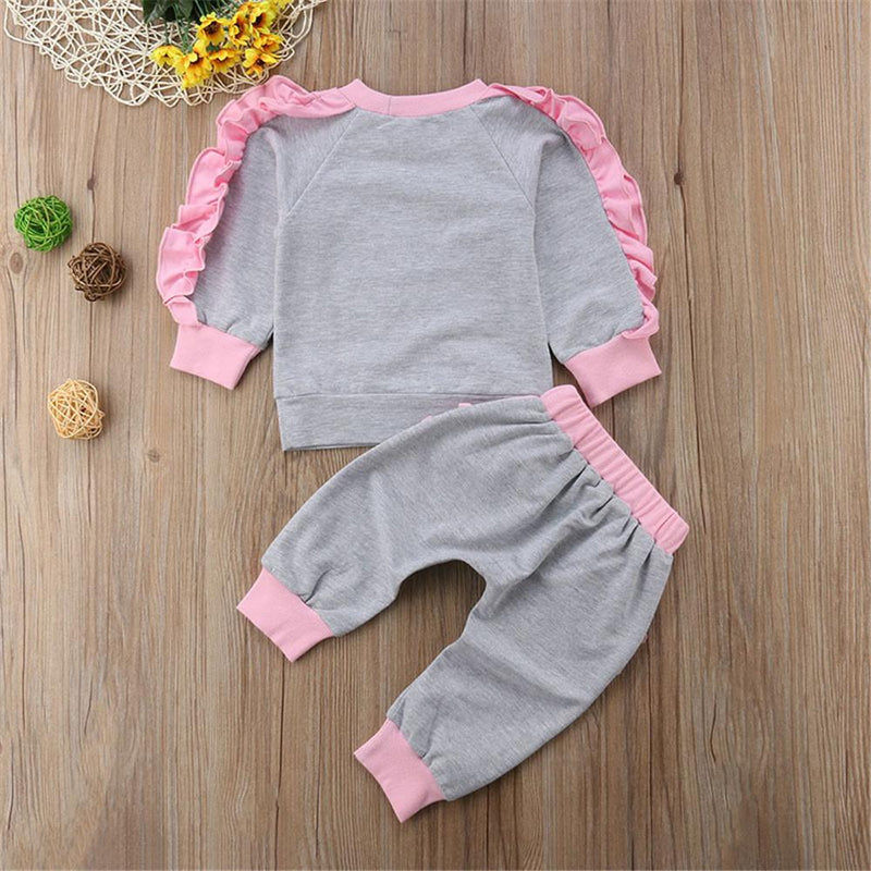 Toddler Girls Crew Neck Ruffle Long Sleeve Top & Pants Wholesale Girls Clothes - PrettyKid