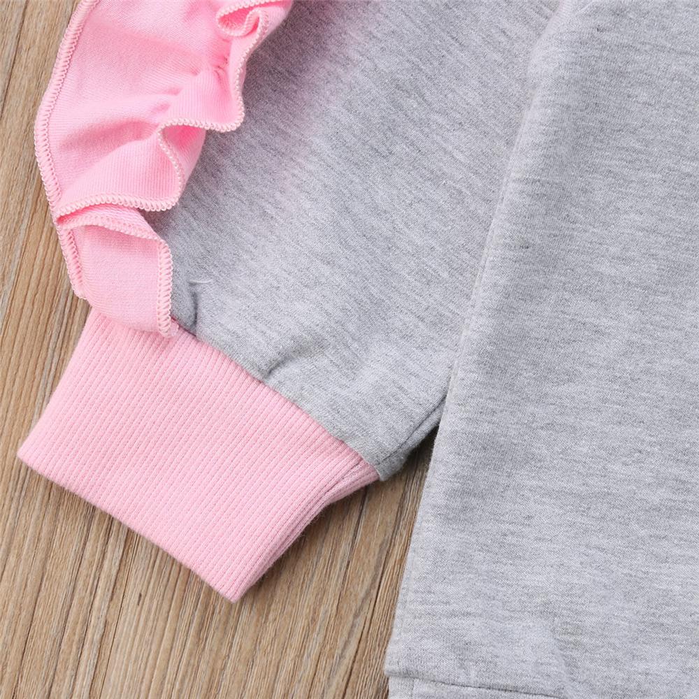 Toddler Girls Crew Neck Ruffle Long Sleeve Top & Pants Wholesale Girls Clothes - PrettyKid