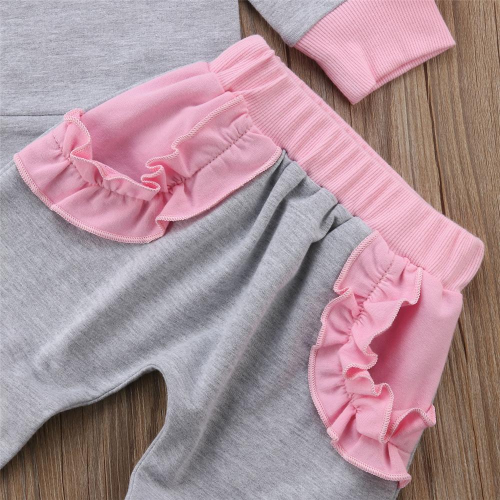 Toddler Girls Crew Neck Ruffle Long Sleeve Top & Pants Wholesale Girls Clothes - PrettyKid