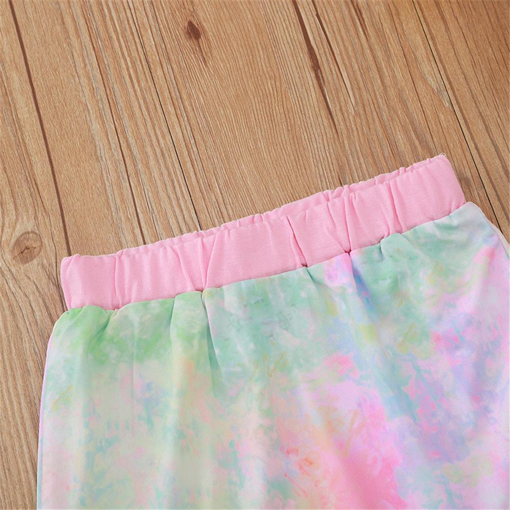 Girls Crew Neck Tie Dye Long Sleeve T-shirt & Skirt Girl T Shirts Wholesale - PrettyKid