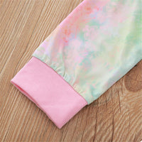 Girls Crew Neck Tie Dye Long Sleeve T-shirt & Skirt Girl T Shirts Wholesale - PrettyKid