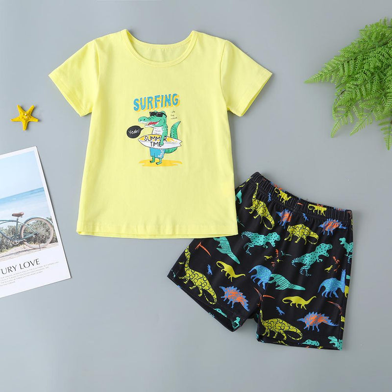 Boys Crocodile Letter Print Tee & Shorts - PrettyKid