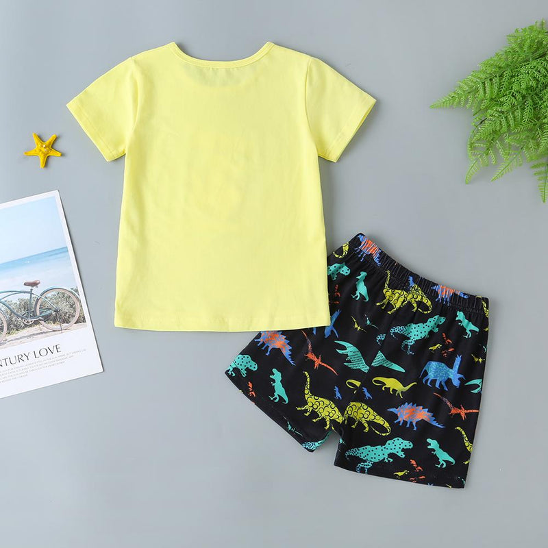 Boys Crocodile Letter Print Tee & Shorts - PrettyKid