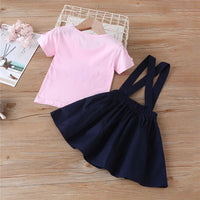 Girls Cupcake I Am So Sweet Printed Short Sleeve Top & Solid Suspender Skirt Girls Clothing Wholesale - PrettyKid