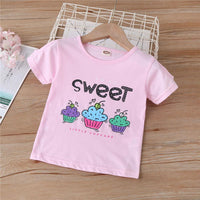 Girls Cupcake I Am So Sweet Printed Short Sleeve Top & Solid Suspender Skirt Girls Clothing Wholesale - PrettyKid