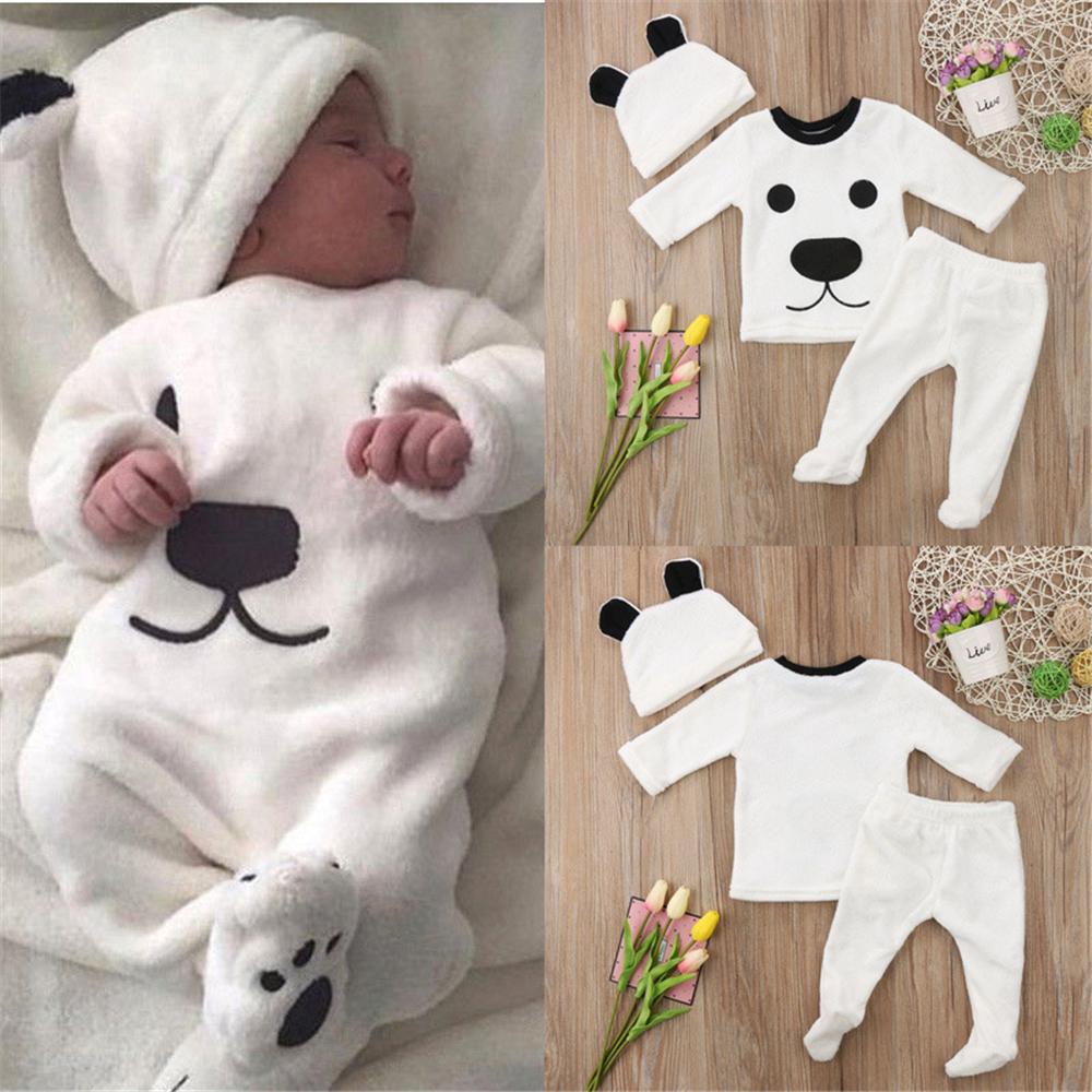 Baby Boys Cute Bear Long Sleeve Top & Pants & Hat Wholesale Baby Outfits - PrettyKid