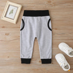 Baby Boys Cute Bear Printed Color Contrast Long Sleeve Top & Pants Baby clothing Wholesale Bulk - PrettyKid