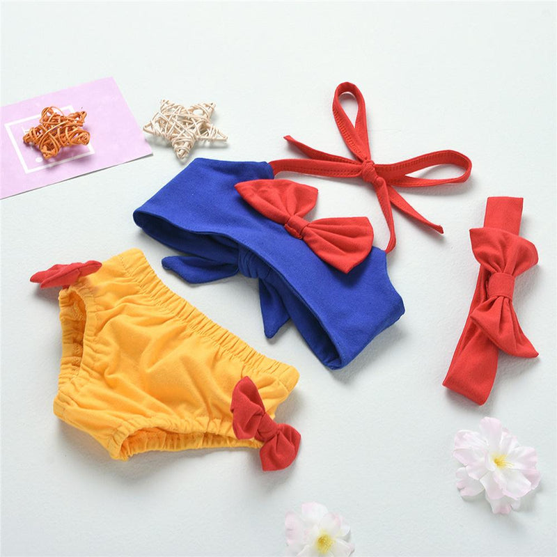 Baby Girls Cute Bow Decor Sleeveless Top & Shorts & Headband Baby Outfits - PrettyKid