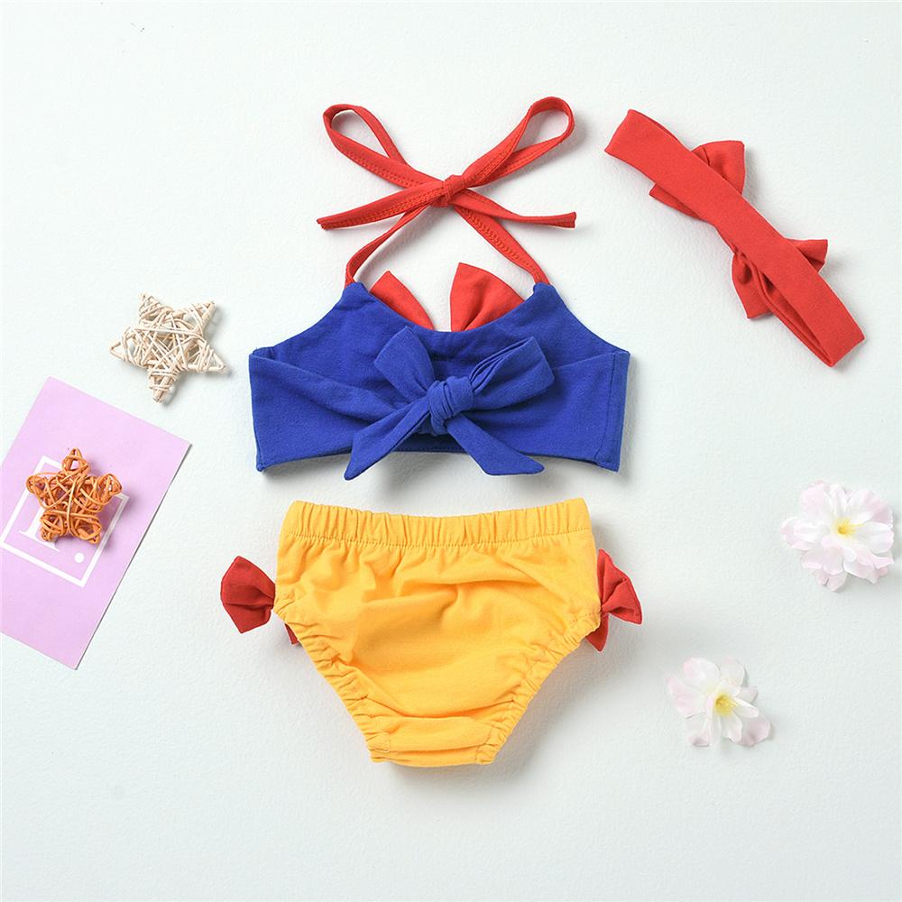 Baby Girls Cute Bow Decor Sleeveless Top & Shorts & Headband Baby Outfits - PrettyKid