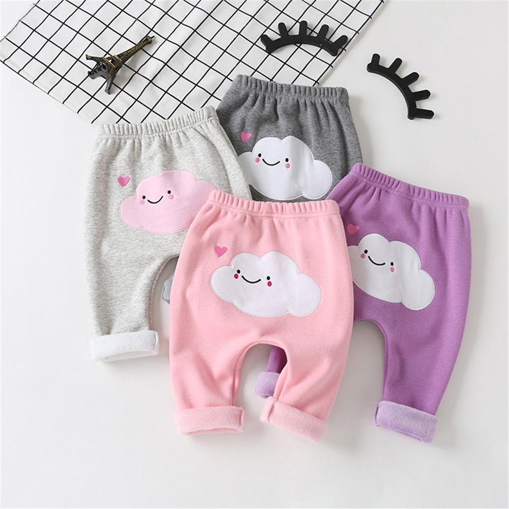 Girls Cute Cloud Caual Elastic Waist Pants - PrettyKid