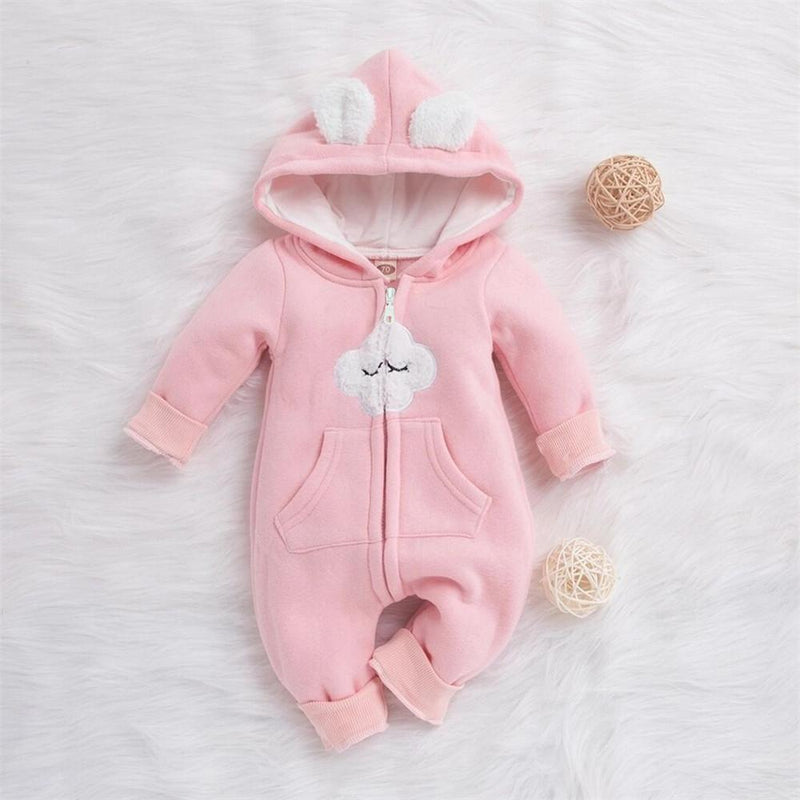 Baby Cute Cloud Hooded Zipper Jumpsuits - PrettyKid