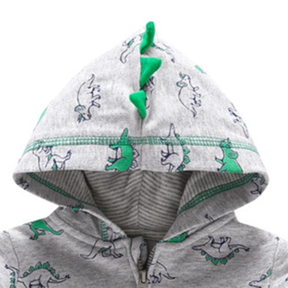 Boys Cute Dinosaur Pocket Long Sleeve Hooded Jacket - PrettyKid