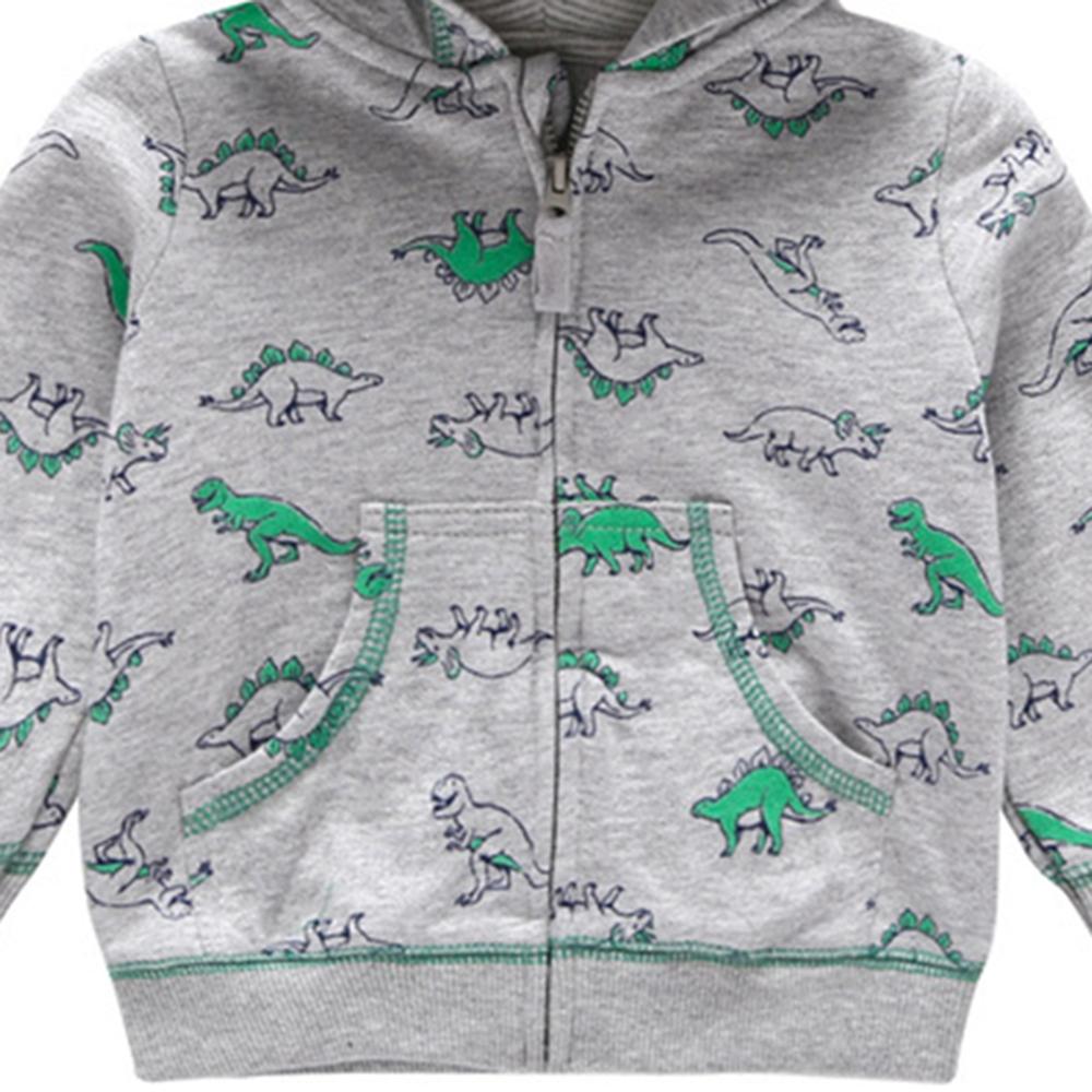 Boys Cute Dinosaur Pocket Long Sleeve Hooded Jacket - PrettyKid