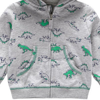 Boys Cute Dinosaur Pocket Long Sleeve Hooded Jacket - PrettyKid