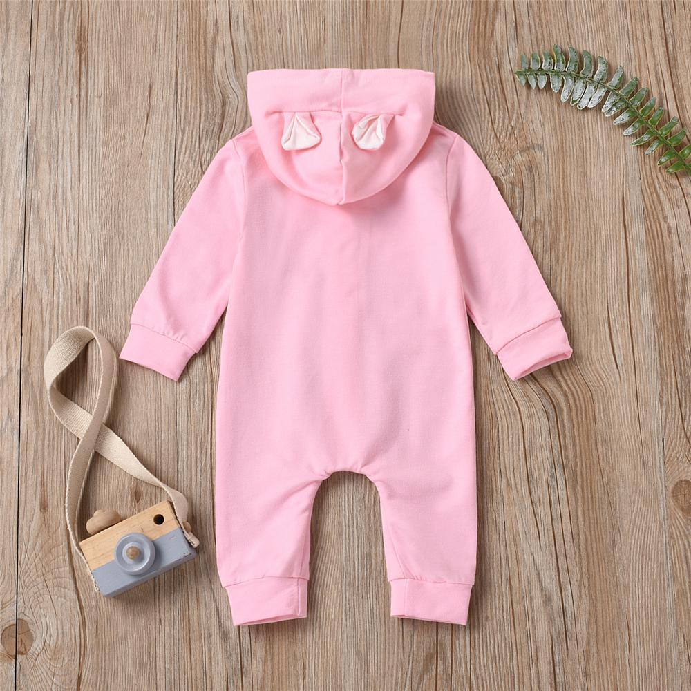 Baby Cute Hooded Long Sleeve Solid Button Romper Babywear Wholesale - PrettyKid