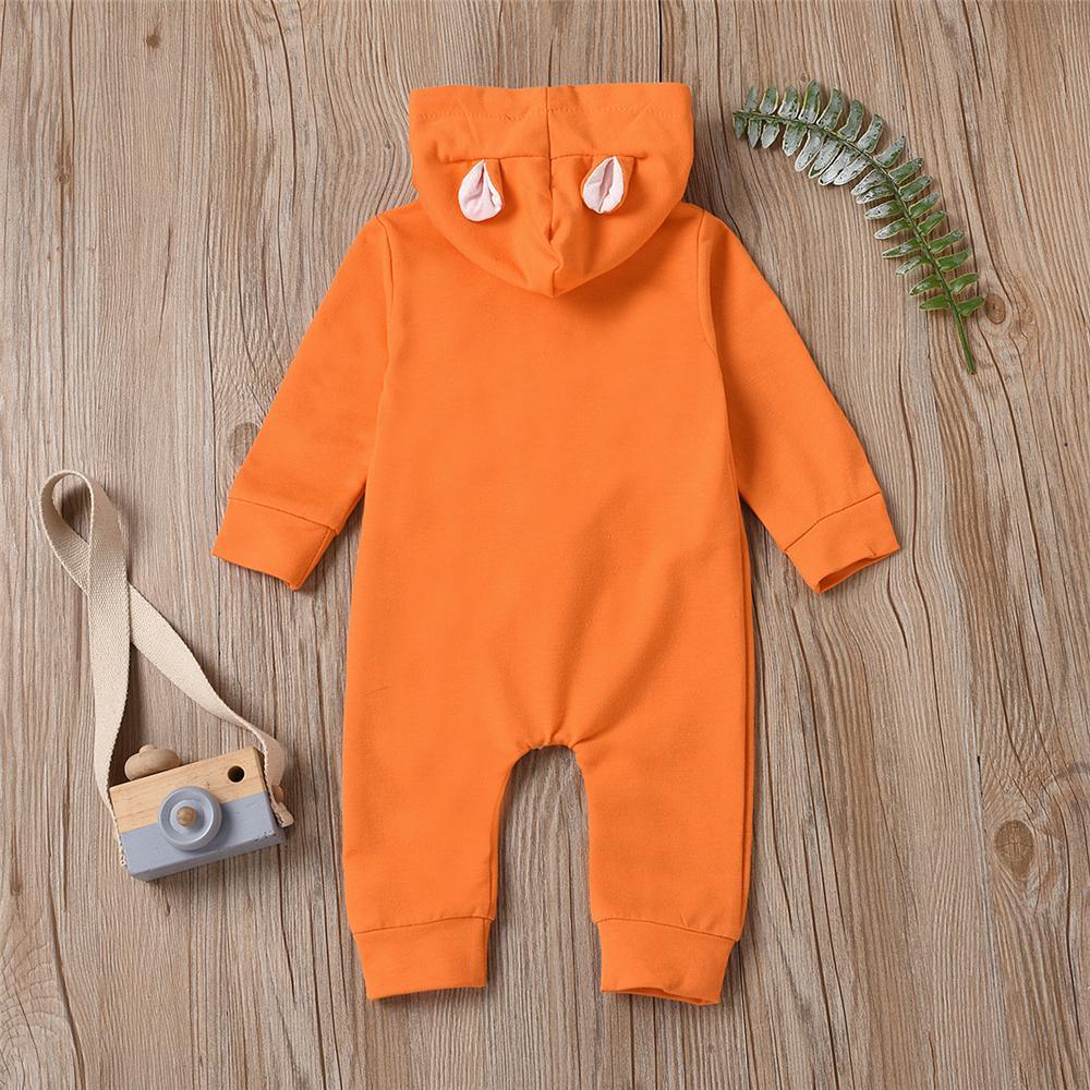 Baby Cute Hooded Long Sleeve Solid Button Romper Babywear Wholesale - PrettyKid