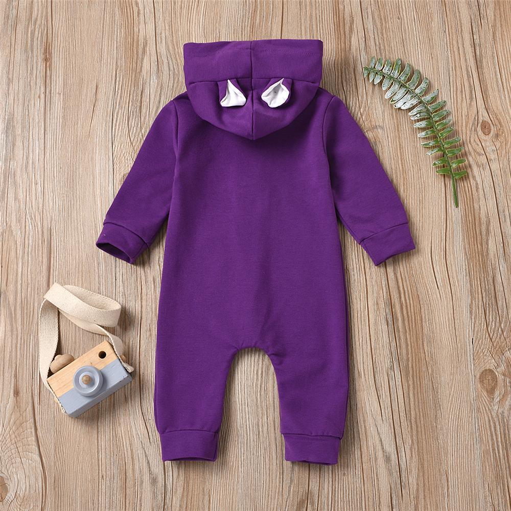 Baby Cute Hooded Long Sleeve Solid Button Romper Babywear Wholesale - PrettyKid