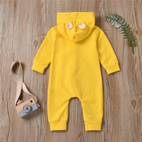 Baby Cute Hooded Long Sleeve Solid Button Romper Babywear Wholesale - PrettyKid