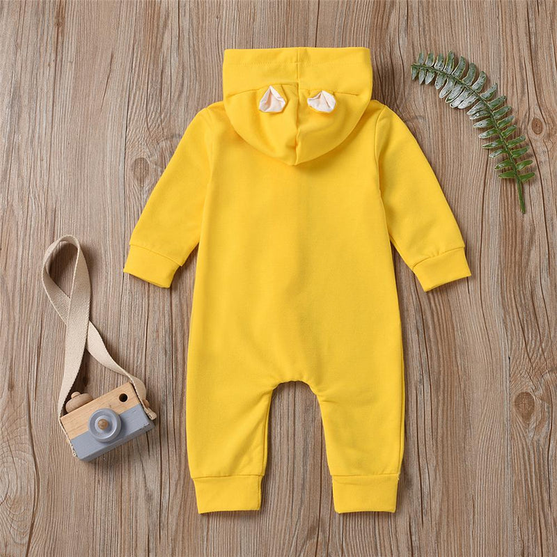 Baby Cute Hooded Long Sleeve Solid Button Romper Babywear Wholesale - PrettyKid
